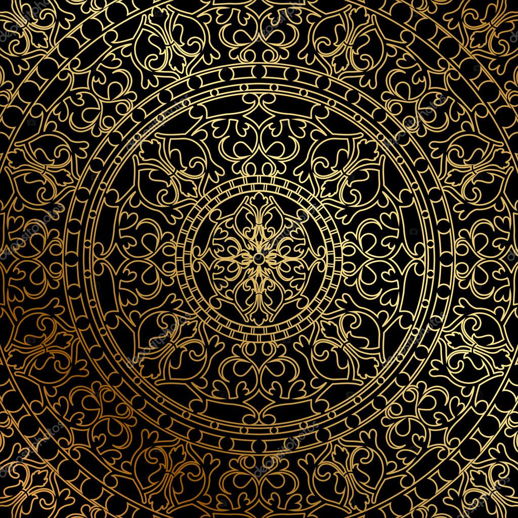 Vector black background with gold oriental ornament Stock Vector Image