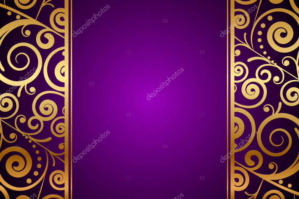 Vector Gold Ornament On Purple Background Stock Vector Image By