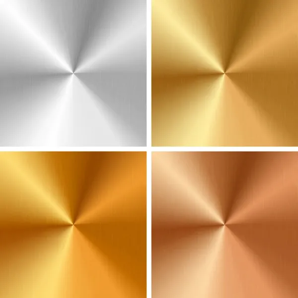 Texturas metálicas vectoriales: plata, oro, oro antiguo, bronce — Vector de stock