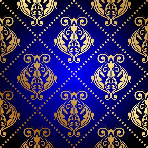 Vector fondo azul con adorno de oro de lujo — Vector de stock