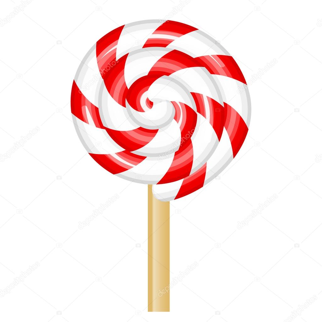 Vector illustration of red and white lollipop