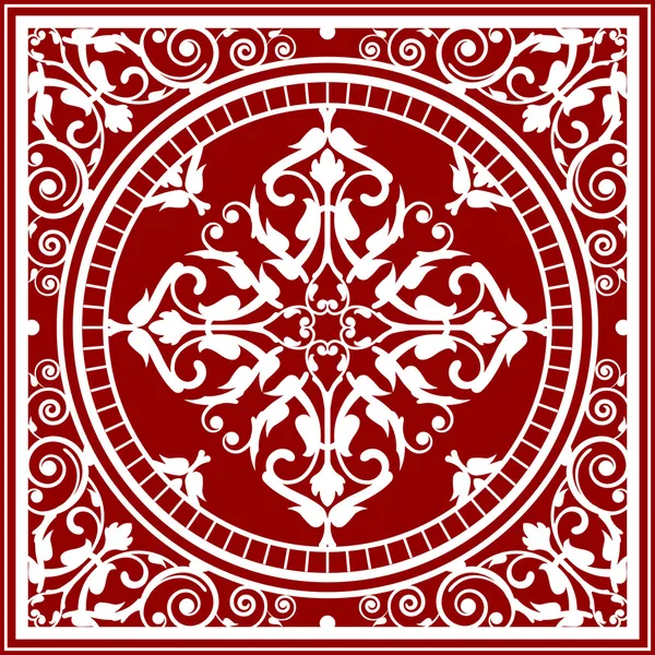 Vector red and white asian rug — Stock Vector