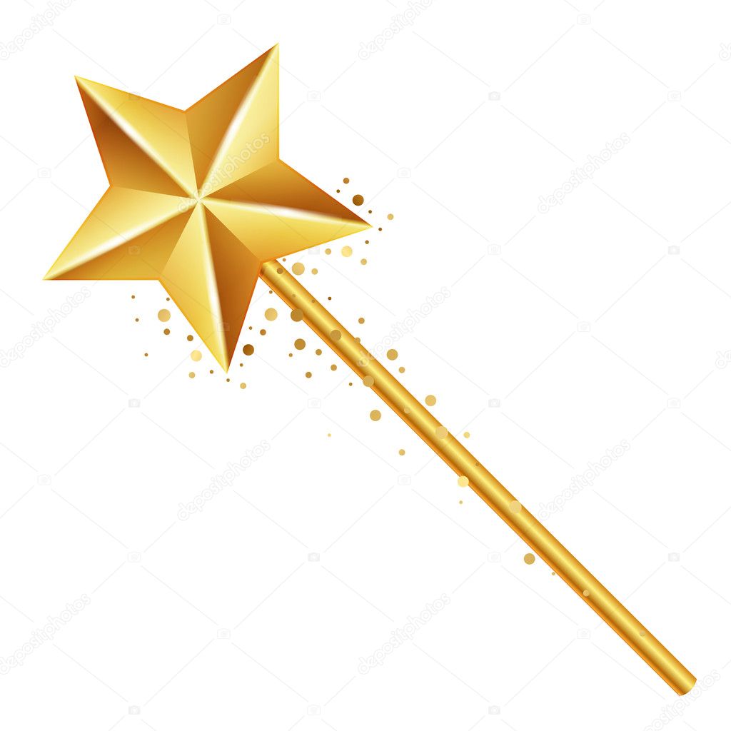 Vector illustration of golden magic wand