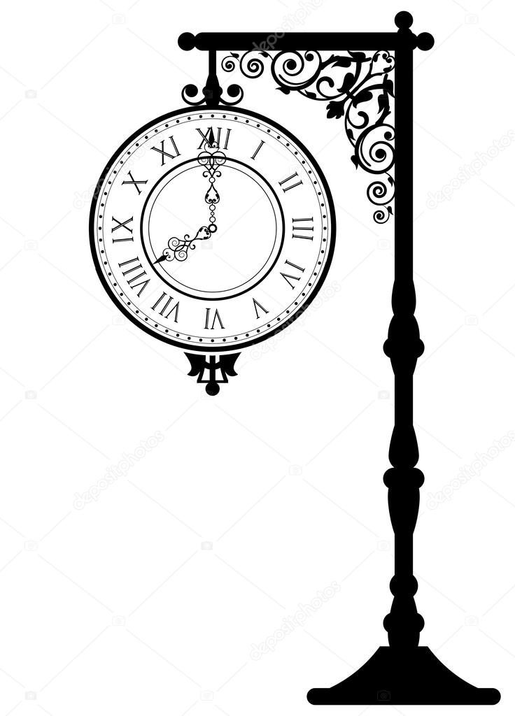 Vector illustration of vintage street clock
