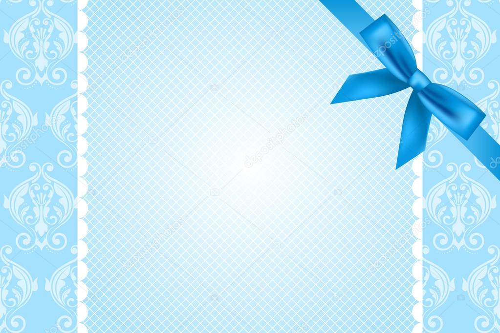 Vector blue background with lace and bow