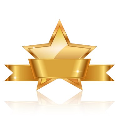 Vector illustration of gold star award with shiny ribbon with sp clipart