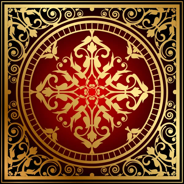 Ilustración vectorial de alfombra oriental roja y dorada — Archivo Imágenes Vectoriales