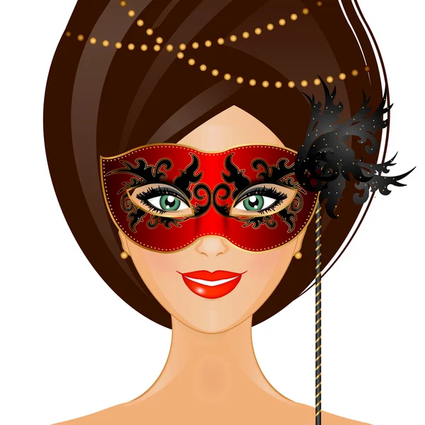 Illustration vectorielle de femme avec masque — Image vectorielle