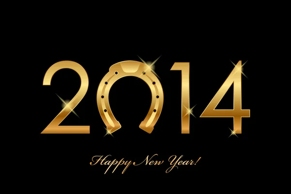 Vector 2014 achtergrond met gouden hoefijzer voor goed geluk (jaar o — Stockvector