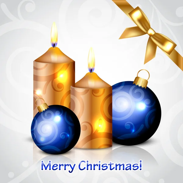 Vektorové veselé vánoční pozadí zlatých svíčky a dekora — Stockový vektor