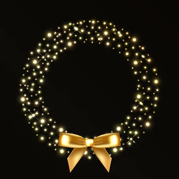 Vector illustration of christmas wreath from gold lights — Stock Vector