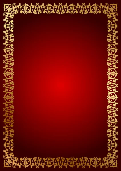 Vector rode achtergrond met florale rand — Stockvector