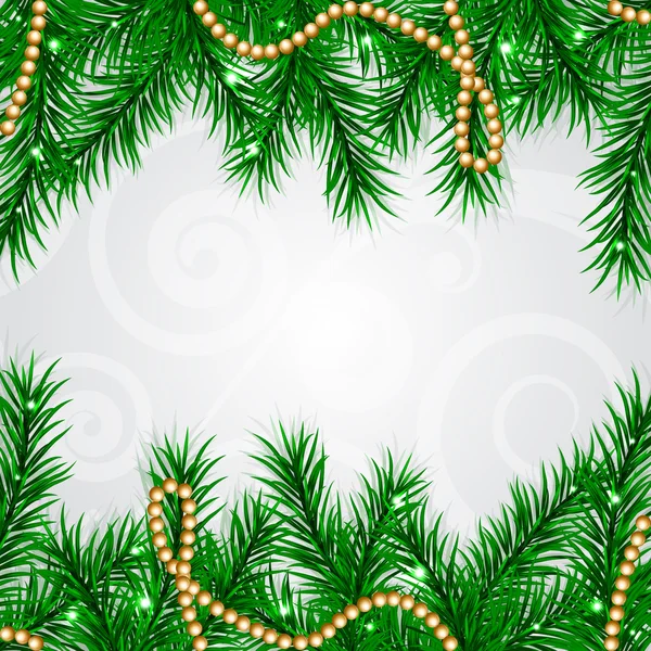 Vector christmas frame met sparren en decoraties — Stockvector