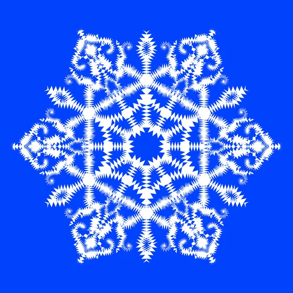 Vector illustration of snowflake on blue background — Stock Vector