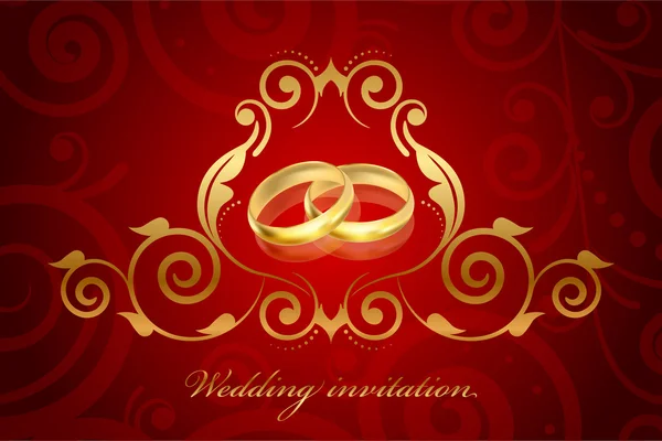 Vecteur rouge et or invitation de mariage — Image vectorielle