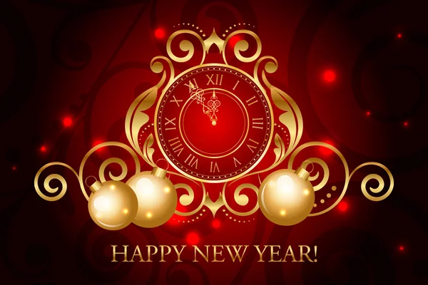 Vector ornate red and gold New Year background — Stock Vector