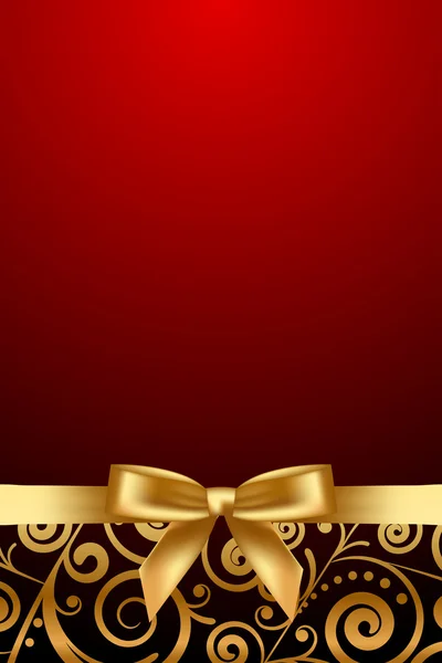 ゴールド リボンでベクトル赤と高級フレーム — ストックベクタ