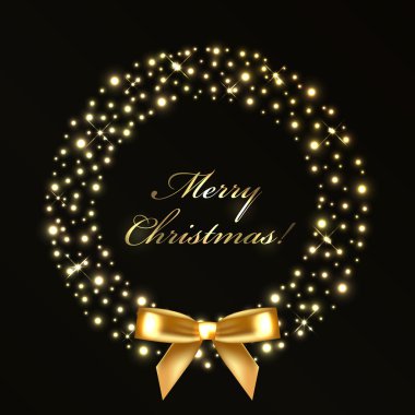 vektör çizim Noel çelenk altın ışıklar