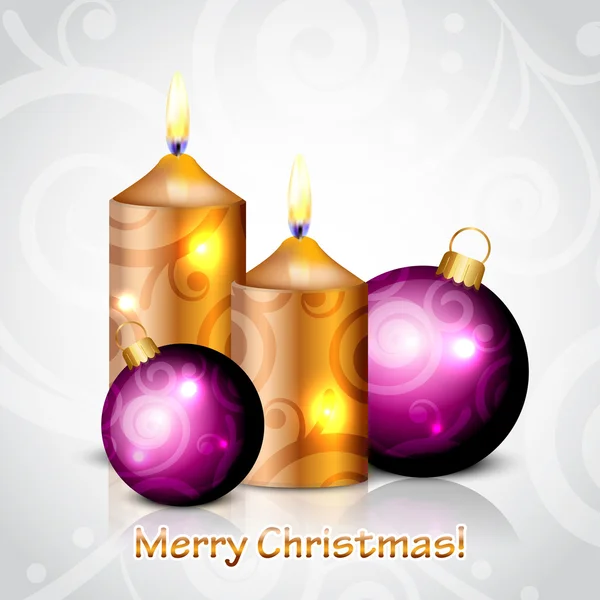 矢量与黄金 & 紫色的蜡烛的快乐圣诞背景和 — 图库矢量图片