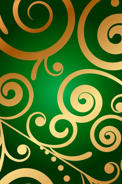 Vector groene achtergrond met florale ornament — Stockvector