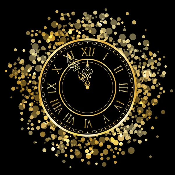 Vector gold New Year Clock — Stock Vector