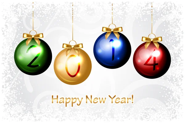 Vector 2014 Happy New Year background with colorful christmas ba — Stock Vector