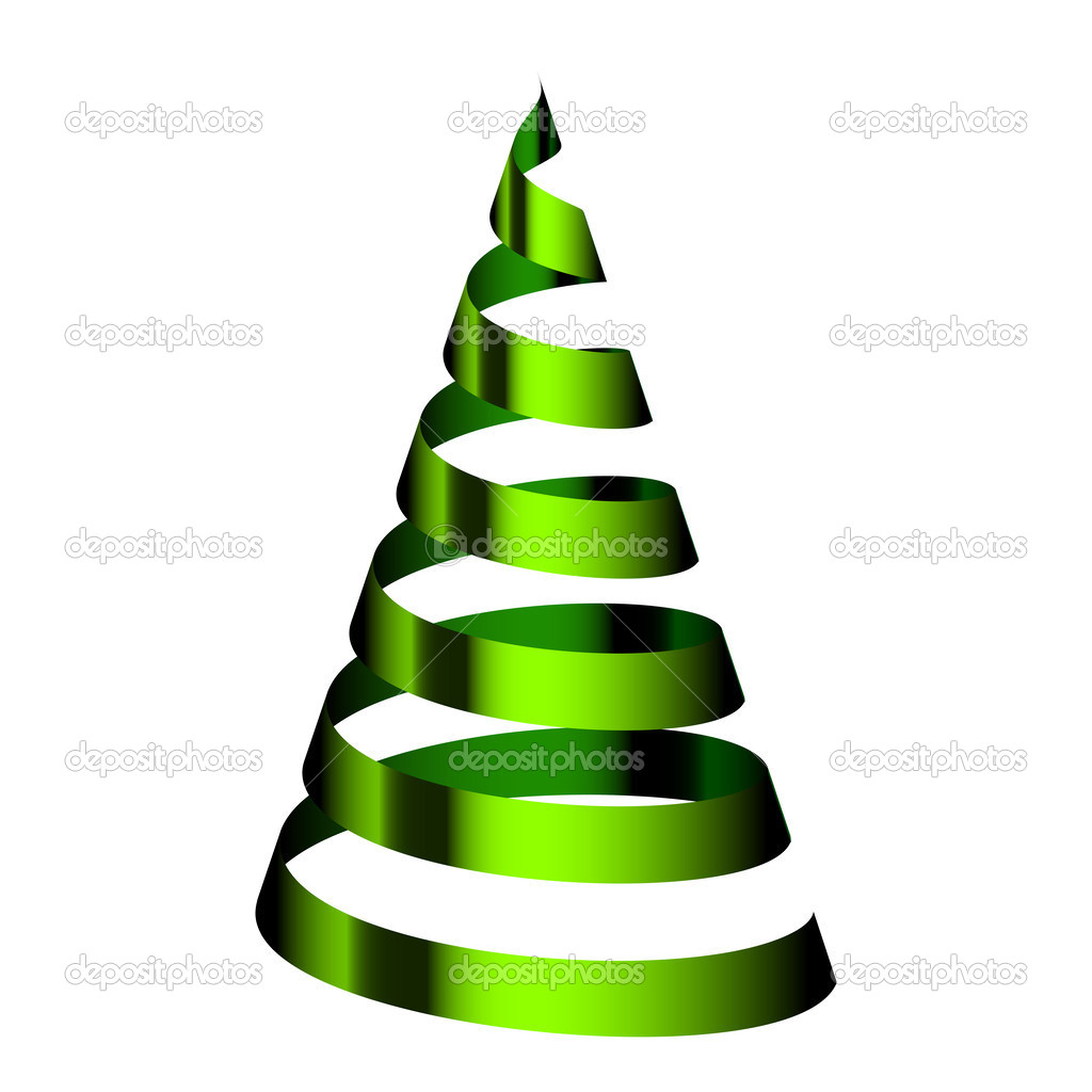 Green Christmas Ribbon Trees Stylized Ribbon Stock Vector (Royalty