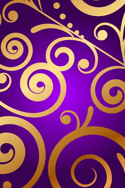 Vetor fundo roxo com ornamento de ouro — Vetor de Stock