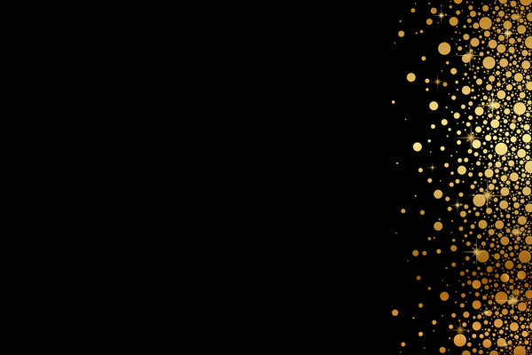 Vector black background with gold snow Vector Graphics