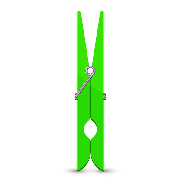Vector illustration of green clothespin — Stock Vector