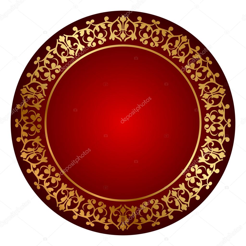 Vector red frame with gold ornament