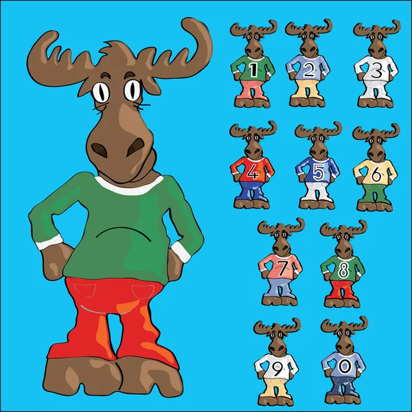 Roztomilý moose karikatura v džínách — Stockový vektor
