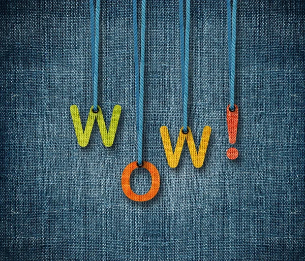 Wow parola appesa alla corda — Foto Stock