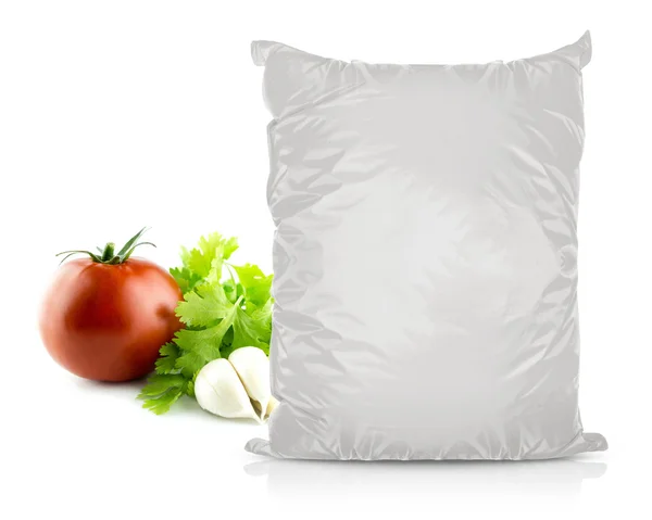 Λευκό κενό φύλλο αλουμινίου τροφίμων τσάντα — Φωτογραφία Αρχείου