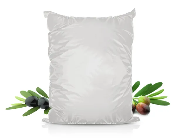 Белый пакетик для еды из фольги — стоковое фото