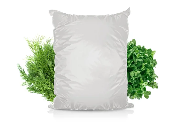 Beyaz boş folyo gıda torbası — Stok fotoğraf
