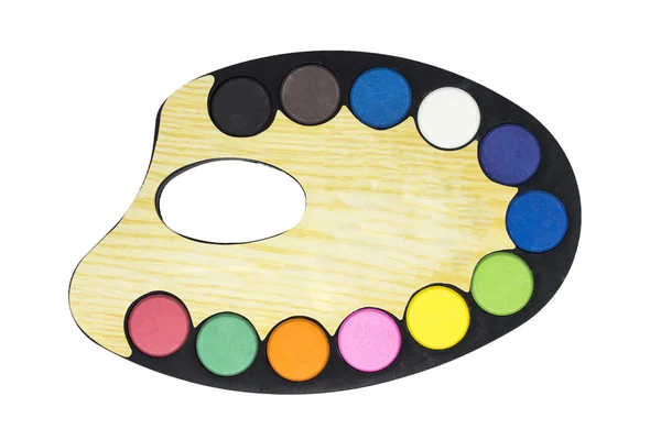 Plastic art palette with paint — Stock Photo, Image