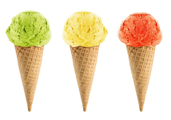Green, yellow and red Ice cream — Stock Photo, Image