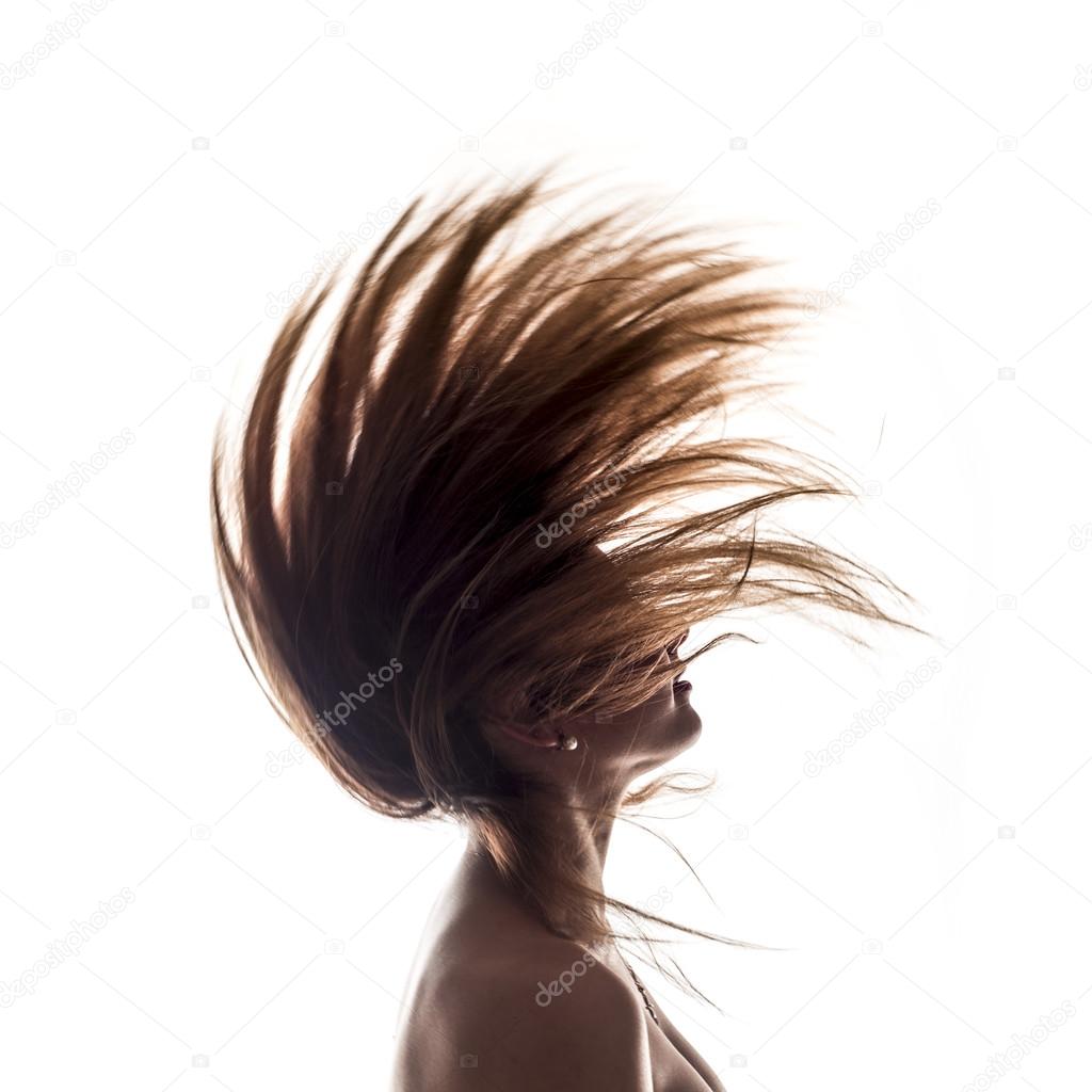 Isolated woman portrait side view