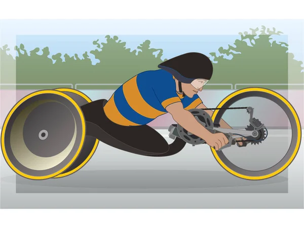 Para Sports Paralympic Handcycling Σωματικά Ανάπηρος Αθλητής Ακρωτηριασμένος Ποδηλάτης Εξωτερικό — Διανυσματικό Αρχείο