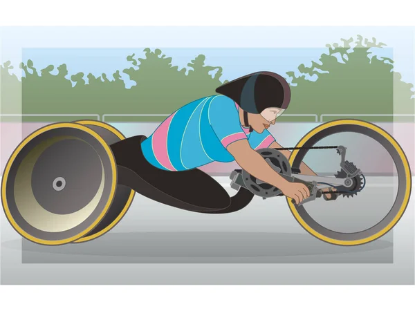 Para Sportovní Paralympijské Handcycling Tělesně Postižená Žena Atlet Amputace Cyklistka — Stockový vektor