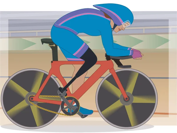 Balap Paralimpik Olahraga Para Bersepeda Perempuan Cacat Fisik Atlet Diamputasi - Stok Vektor