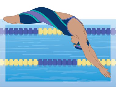 Paralel yüzme sporu, fiziksel engelli bayan yüzücü, yüzme havuzuna dalış.