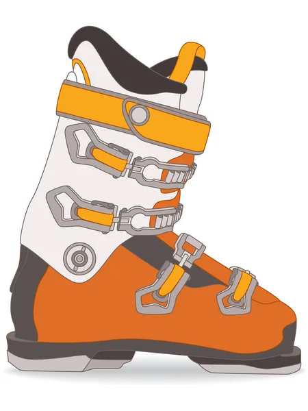 Freestyle Ski Profil Des Skischuhs Isoliert Auf Weißem Hintergrund — Stockvektor