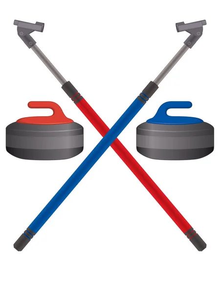 Para Sports Paralympics Curling Rocks Delivery Sticks Crossed Isolated White — Stock Vector