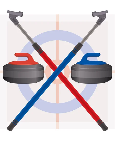 Para Sports Paralympics Curling Rocks Delivery Sticks Crossed Target Ice — Stock Vector