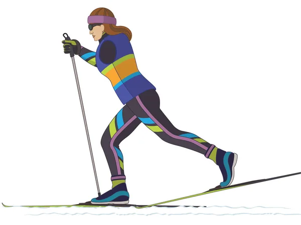 Para Sports Paralympic Cross Country Skiing Physical Disabled Female Skier — Stock Vector