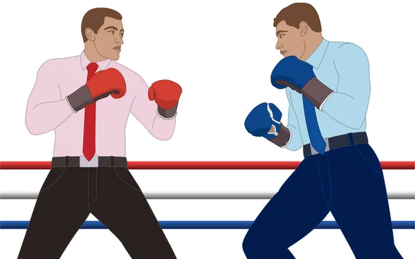 Businessmen Wearing Boxing Gloves Boxing Match Isolated White Background — Vetor de Stock