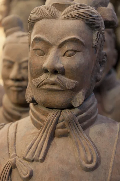 Terracotta warrior face in close up — Stock Photo, Image