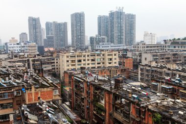 Suburb rooftops of an Asian city clipart